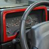 Raudonos vidinės prietaisų skydelio apdailos rėmelio apvadai Jeep Wrangler TJ 1997-2006
