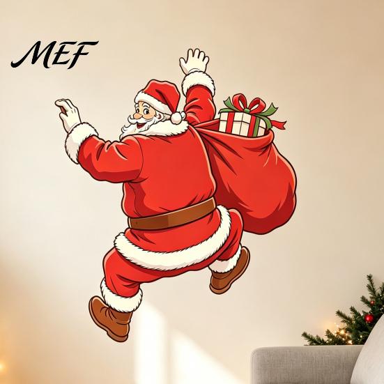 Holiday Gift Ideas Christmas Wall Sticker, Self?Adhesive Climbing Santa Claus Decals, Funny Indoor Outdoor Window Stickers Mural Decor for