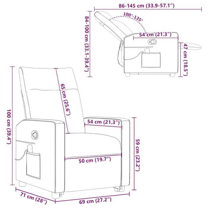 VidaXL Reclining Massage Armchair Brown Fabric 3324062