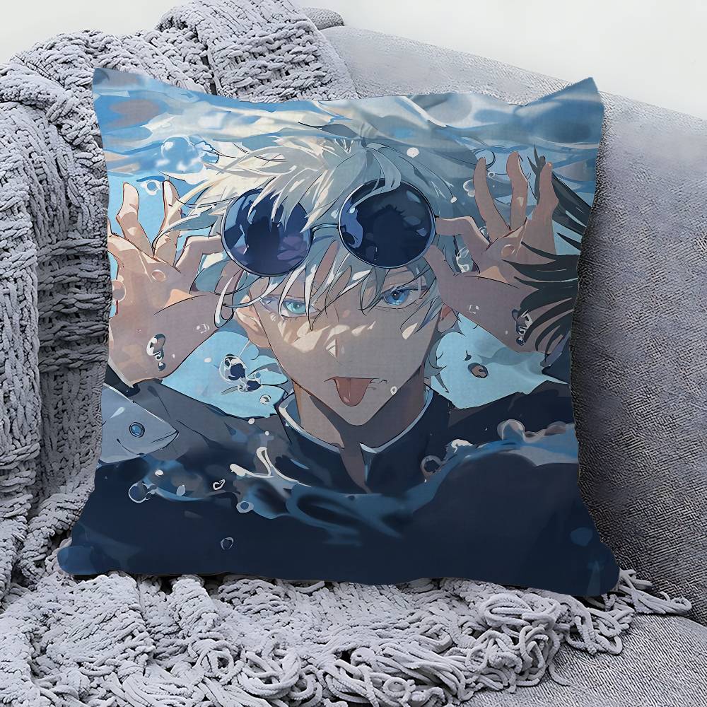 J-Jujutsu K-Kaisen G-Gojo Anime Cushion Cover Car Throw Pillow Case For Sofa Car Christmas Gift 40x40cm 45x45cm