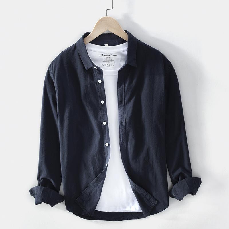 Man Summer Thin Linen Shirt Chic Long Sleeve Top Youthful Japanese Style Cotton Linen Cardigan Shirt