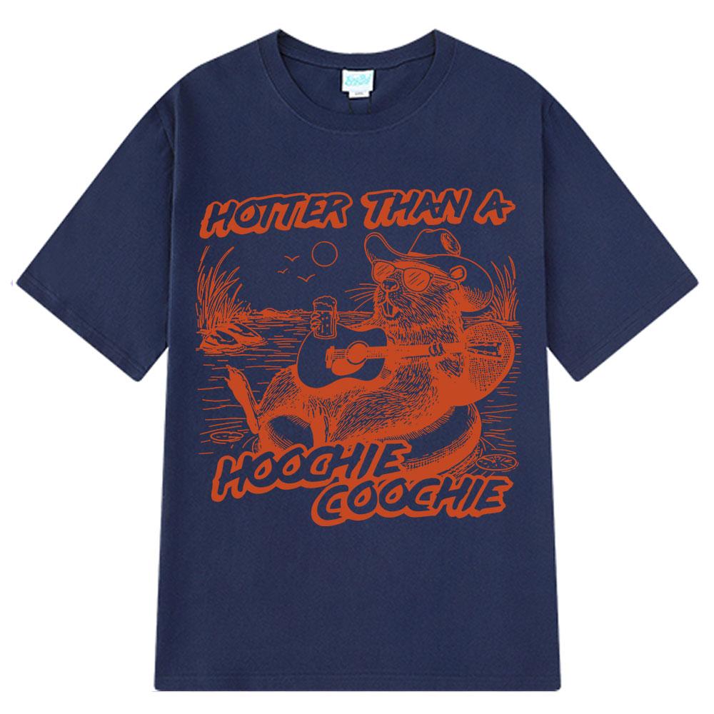 2025 Summer Hotter Than A Hoochie Coochie Cute Beaver Beach 90s Country Music Men Women Vintage Cotton Breathable Tshirts Y2k