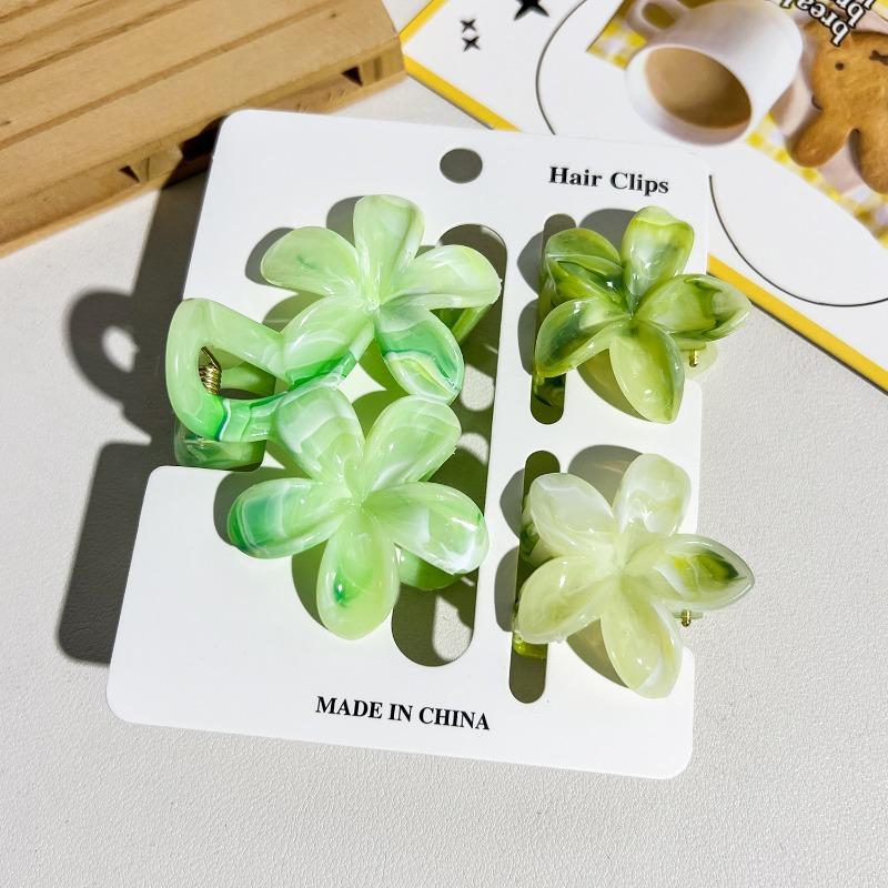 Flower Hairpin Double Flower Combination Grab Clip Updo Shark Clip Hair Accessory