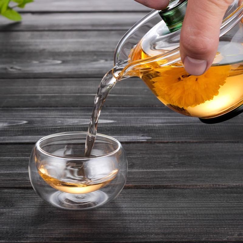 HMLOVE Heat-resistant Glass Gaiwan Transparent Cover Bowl Lid Big Tea Cup Tureen Travel Teaware Sets Household Gift 200ML