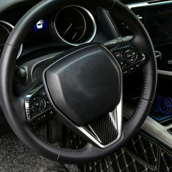 3PCS For Toyota Camry 2018- Steering Wheel Button Carbon Fiber Frame Trim