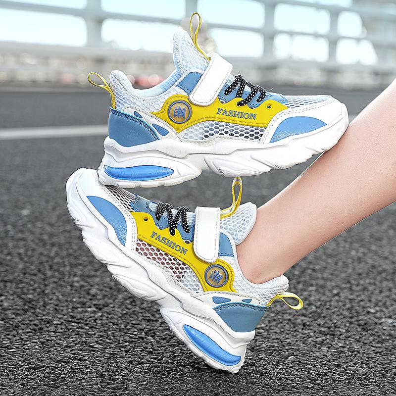 Sommer Jungen/Mädchen Hohl Mesh Fliegen Woven Velcro Ultraleicht Kinder Casual Sneakers