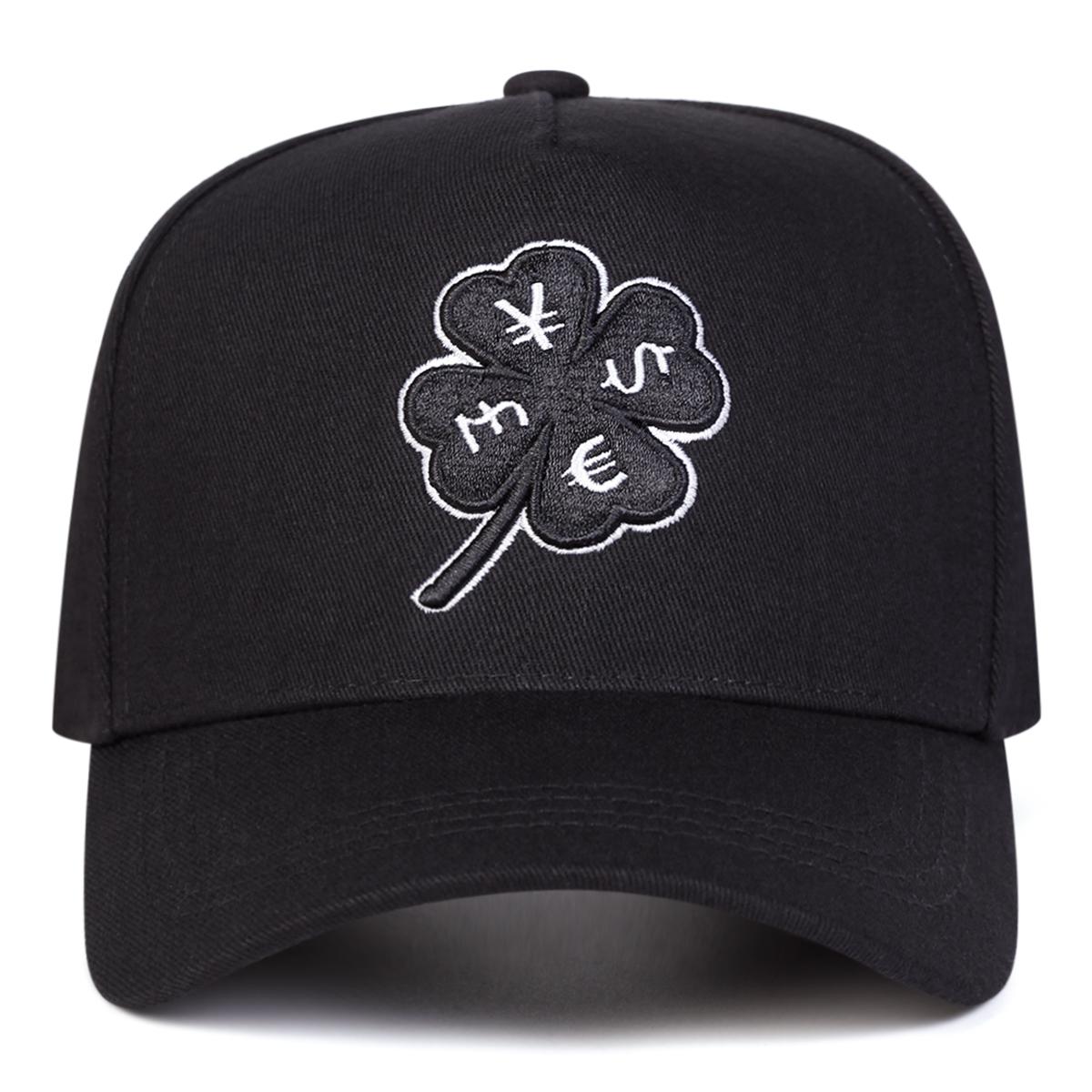 

Unisex Four Leaf Clover Embroidery Baseball Caps Spring Autumn Outdoor Adjustable Casual Hats Sunscreen Hat Sports Cap чорний