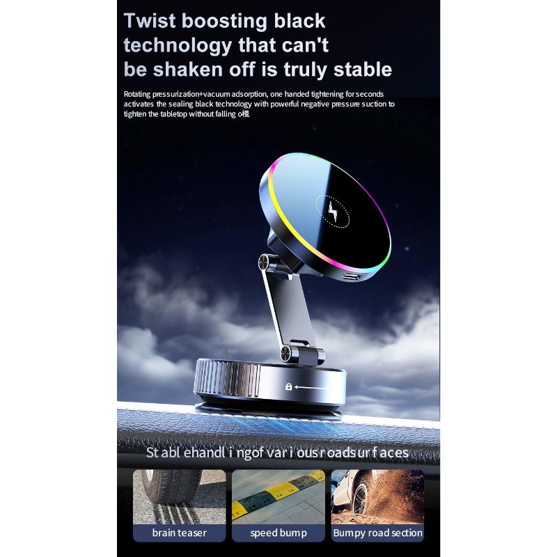 Magnetic Car Wireless Charger Phone Holder 360° Rotatable Phone Mount for Iphone Samsung Xiaomi Suction Cup Vacuum Foldable