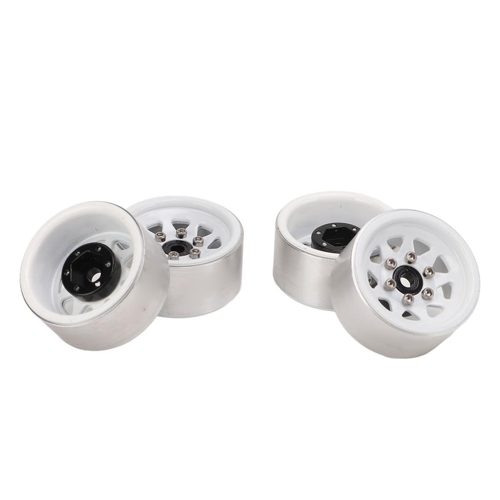 4 Pcs 1in RC Wheel Hub Lightweight Universal RC Car Replacement Metal Wheel Rims for Upgrade White