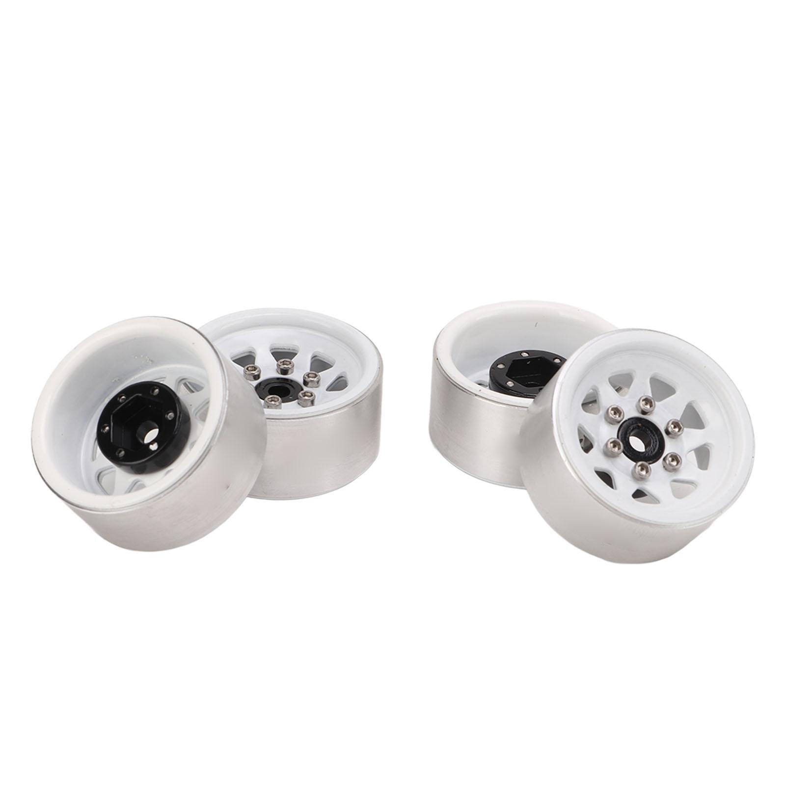 

4 Pcs 1in RC Wheel Hub Lightweight Universal RC Car Replacement Metal Wheel Rims for Upgrade White White