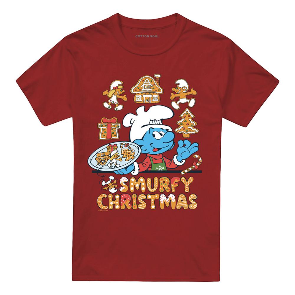 The Smurfs Unisex Adult Brainy Smurf Cookie Christmas T-Shirt