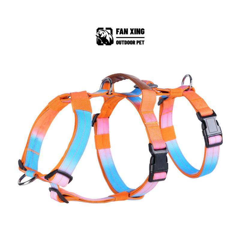 Adjustable Dog Harness With Anti-Escape Design Gradient Color Chest Vest Leash Small Medium Large Dogs