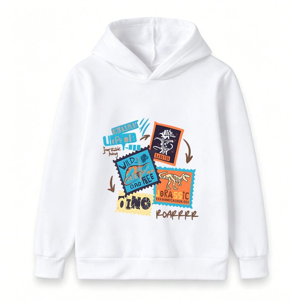 Kids Dinosaur Fossil Stampa Print Hoodie Boys Girls Casual Jurassic Wild Free Dino Roar Pullover Sweatshirt for Children