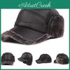 2024 Mens Winter Leather New Cap Warm Baseball Cap With Ear Flaps Thick Fur Caps For Winter Bomber Hats