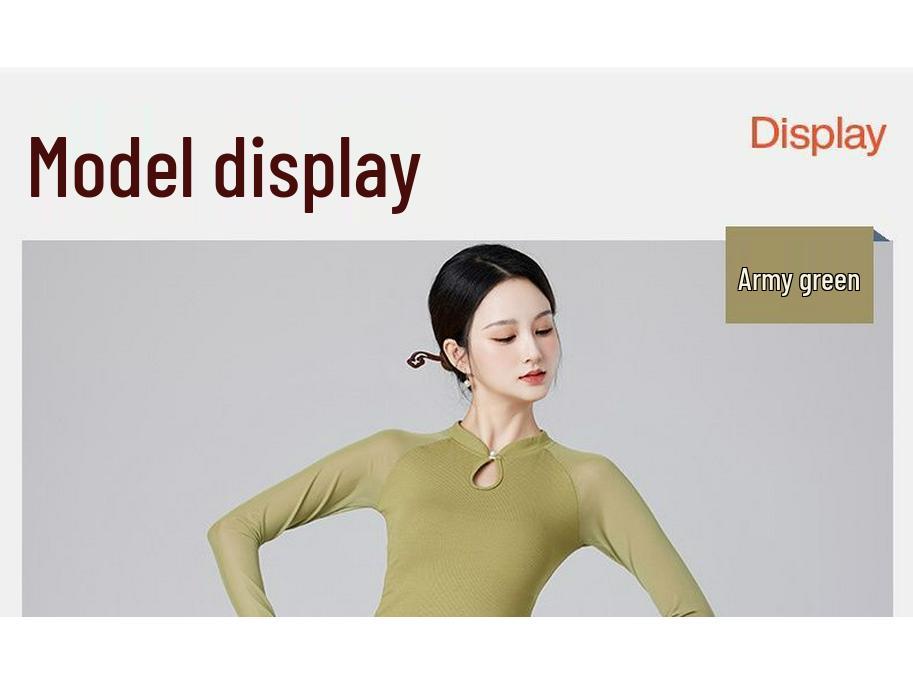 Women's Slim Fit Long Sleeve Stand Collar Dance Top - Versatile, Slimming, Classical Dance Practice Wear