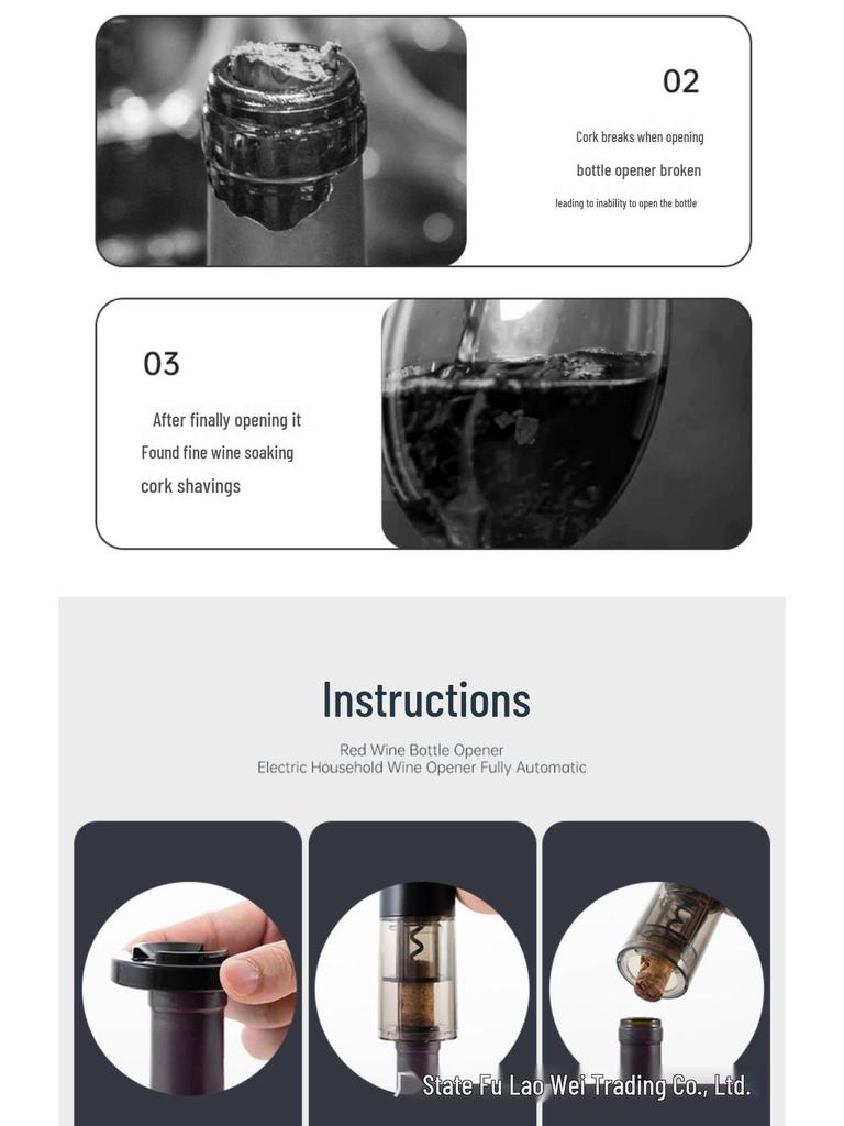 Electric Wine Opener Set - Automatic, Rechargeable & Silent