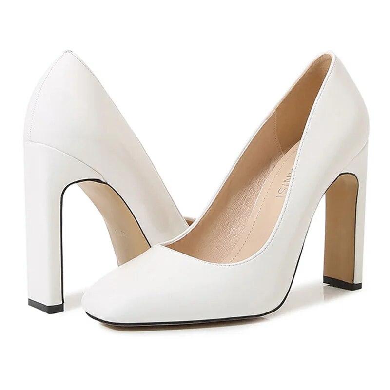 Dámská pracovní obuv Vysoký podpatek Kancelářské módní Svatební svatební boty z lakované kůže 7,5 cm podpatek WZ