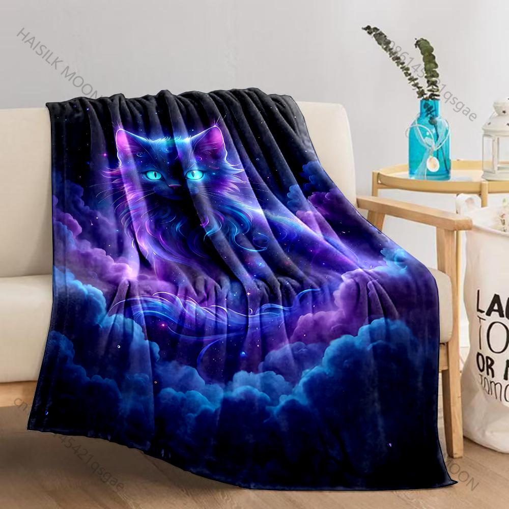 1PC Blue Flame Black Dragon Roaring Peak Print Blanket Flannel Material Soft Warm for All Seasons Home Outdoor Camping Picnics