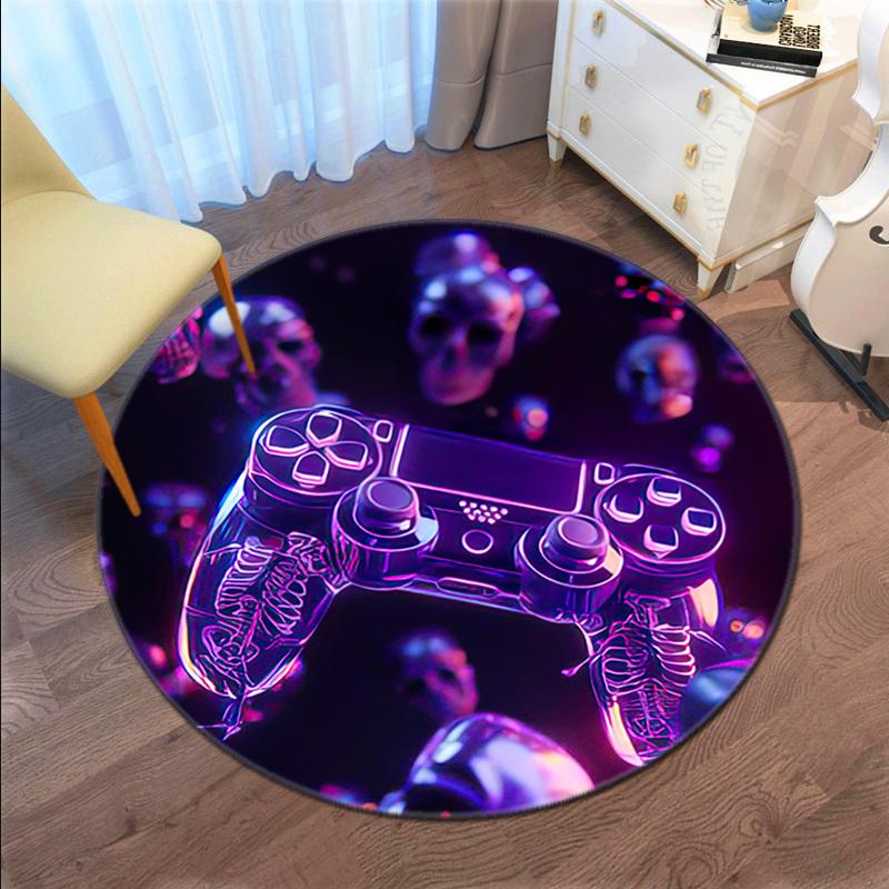 1Pc Game Theme Printed Circular Carpet, Home Door Mat, Outdoor Travel Protection Carpet A7