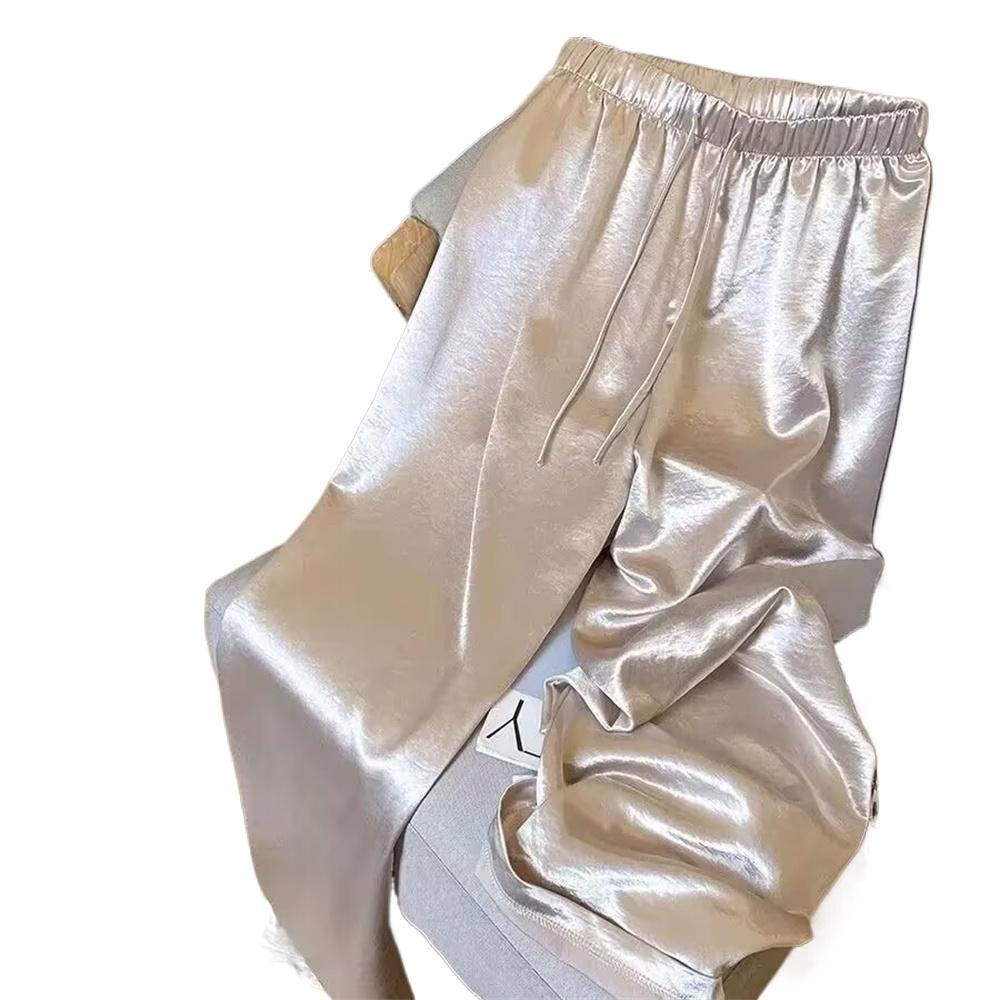 Pantaloni casual largi, cu talie înaltă, subțiri, de damă, pentru birou, culoare solidă, drepți, versatili, pentru primăvară-vară, stil coreean, îmbrăcăminte
