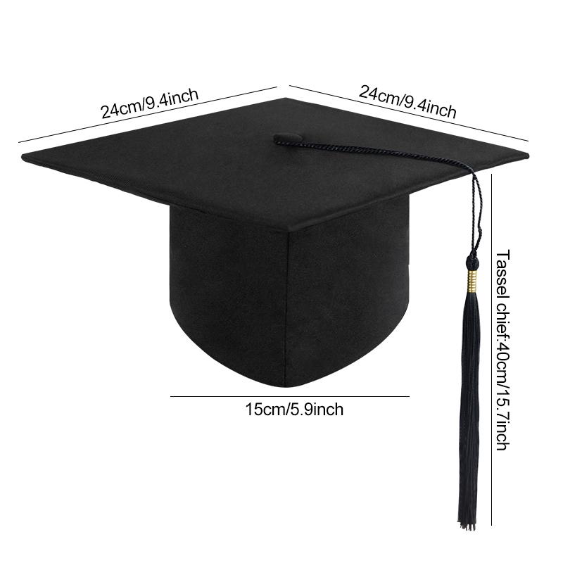 Black Adult Bachelor Caps with Tassels University Master Graduation Hat 2024 Congratulation Graduation Party Decoration Supplies