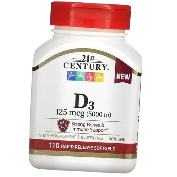 

Fast Release Vitamin D3, Vitamin D3 5000 Rapid Release Softgels, 21st Century 110 softgels (36440118) 110softgels