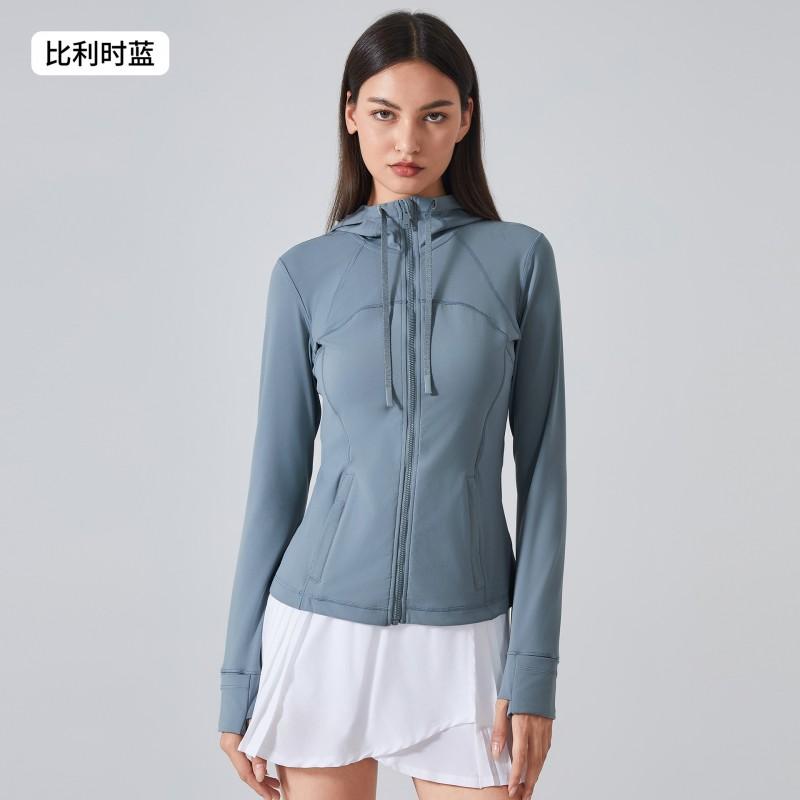 Womens Slim Fit Hooded Sport Jacket Lightweight Stretch Running Yoga Outerwear S2088