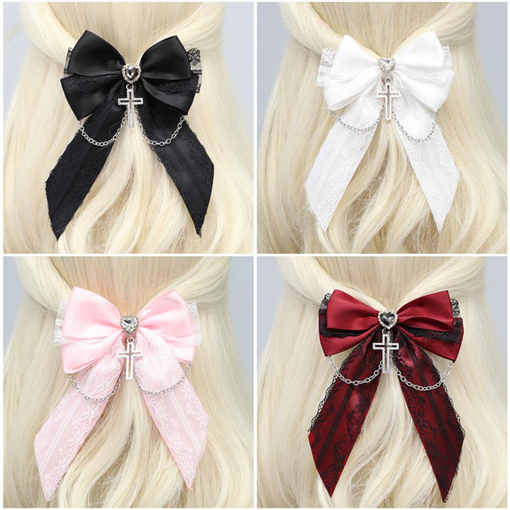 Ribbon Bowknot Hair Clip Side Clip Fashion Barrettes Women Ponytail Holder Female Hair Bows Masquerades Party Headpiece