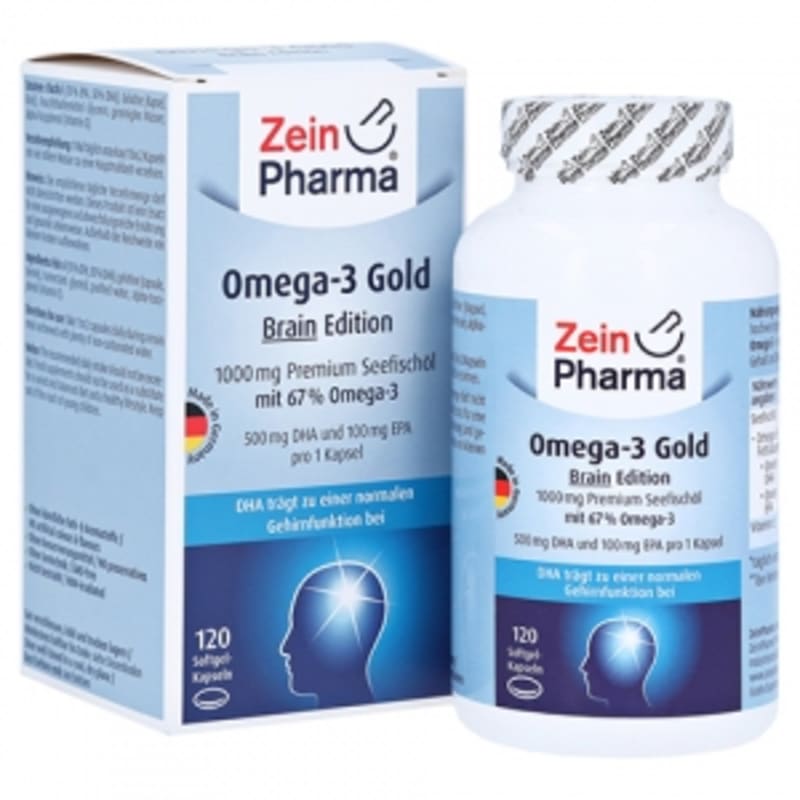

Zein Pharma Omega-3 Gold Brain DHA 500mg/EPA 100mg Softgels 120 Capsules