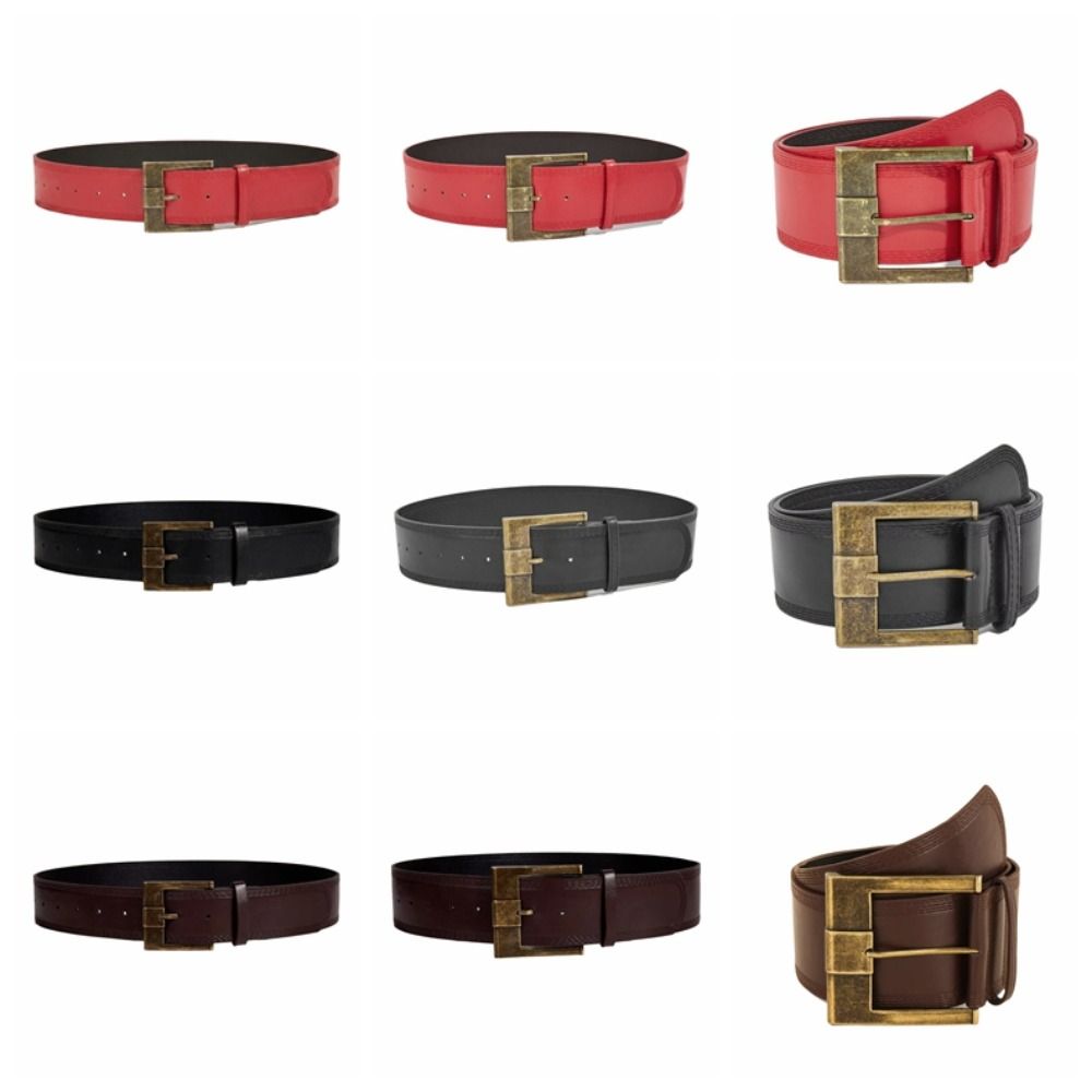 Y2K Metal Buckle Wide Belt Solid Color PU Leather Waistbands Retro Wide Waist Belt  Woman