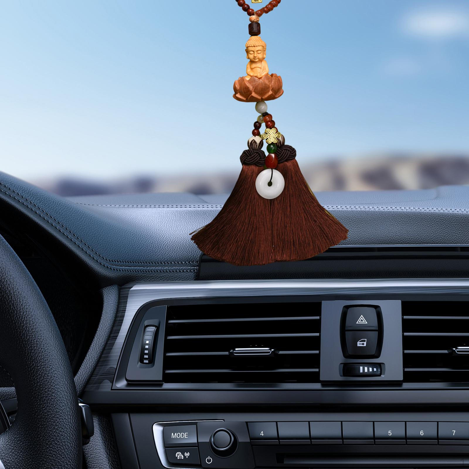 Статуя Будды, автомобильное зеркало, подвесное украшение с подвесками в виде лотоса для домашнего декора Style A