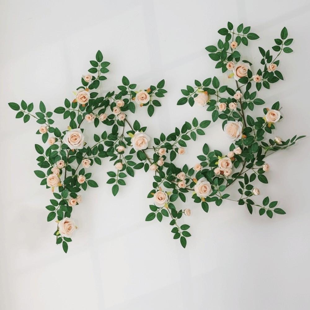 190cm Artificial Rose Vine Rattan Vine Hanging Rose Realistic Silk Flowers Rattan  Outdoor