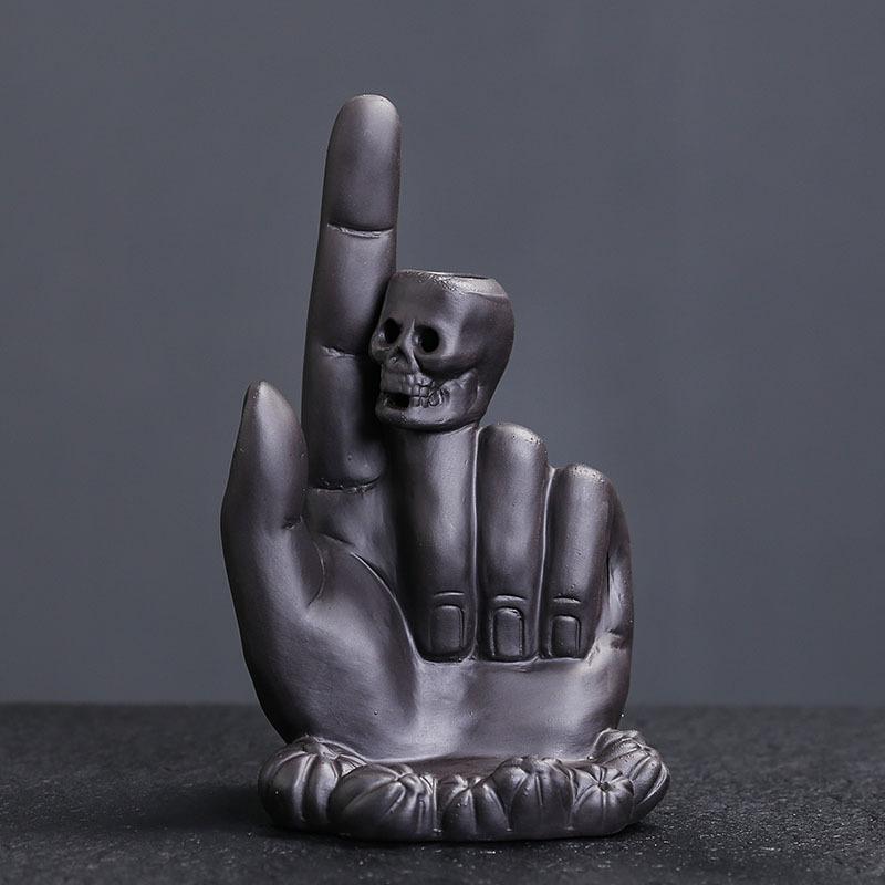 Handheld Skull Reflux Incense Burner Halloween Ghost Ornament Retractable Sandalwood Design Unique Home Decor Gift Idea