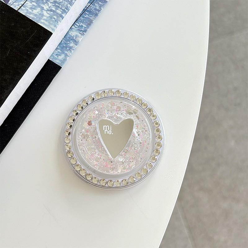 

Rhinestone Magnetic Suction Drop Adhesive Sequin Heart-shaped Mirror Phone Airbag Bracket Telescopic Korean Ins Style Ring Buckle