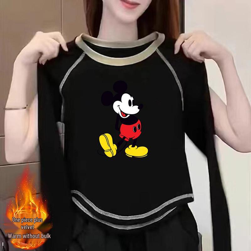 

Women s 2024 Double-Sided Velvet Long-Sleeve T-Shirt - Chic Autumn/Winter Versatile Layered Top L (recommended 57.5-62.5 kg)