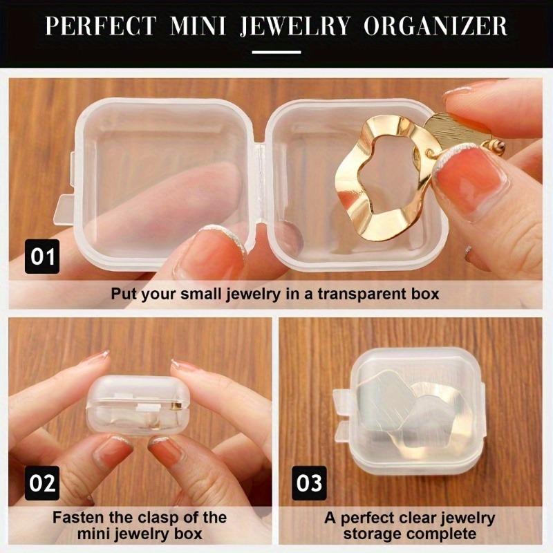 30PCS/pack Plastic Mini Transparent Jewelry Box with Lid Square Earplug Pill Storage Box Set Small Items Jewelry Container