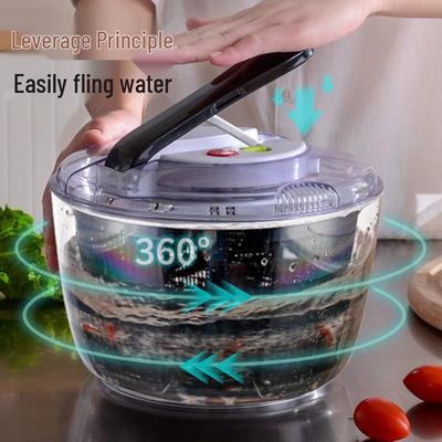 Large Capacity Multi-Functional Salad Spinner & Vegetable Dehydrator with Rotating Wash Basin