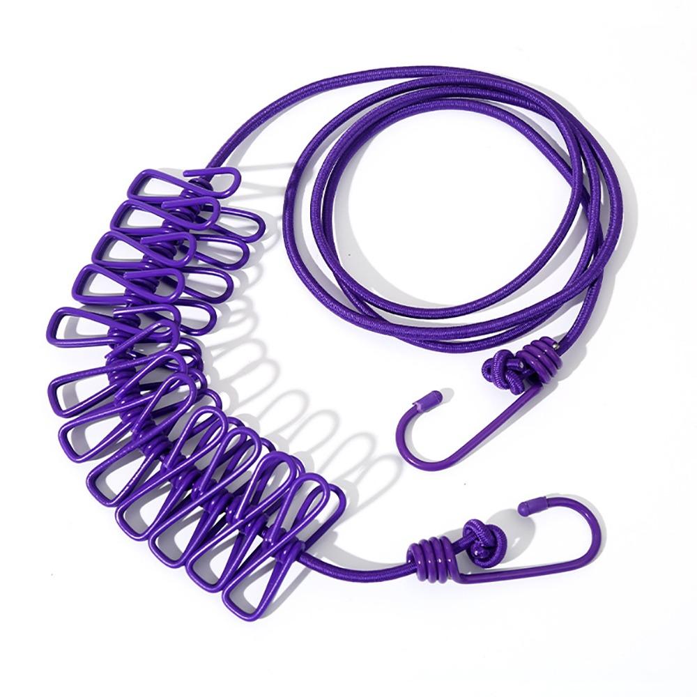 

1 шт. с 12 прищепками Веревка для сушки одежды Портативная веревка для одежды Новая сушилка для белья Purple