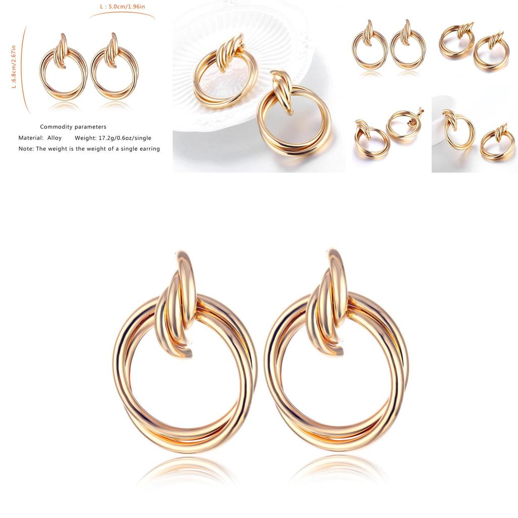 Elegant Alloy Geometric Earrings For Women Trendy Street Style Fashion Jewelry