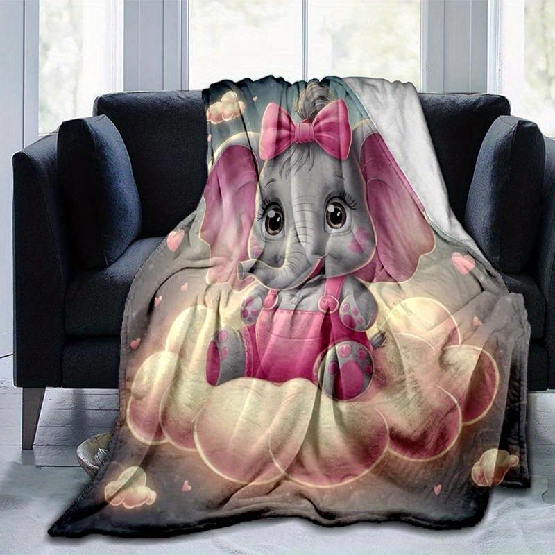 

1pc. Cute Elephant Cloud Blanket - Perfect for Home, Office, Outdoor Use, Gift Idea, 100x150cm