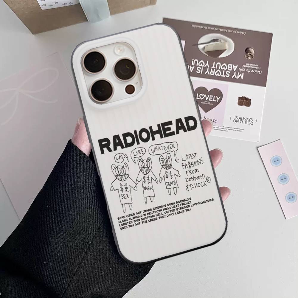 R-Radiohead Rock Band Phone Case For IPhone 17 16 15 14 13 12 11 Pro Plus Pro Max Soft Stripe Cover