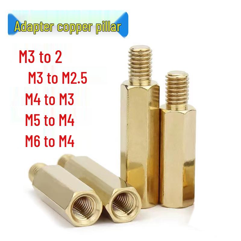 M2-M5 Male To M2-M4 Female Hex Adapter: Copper Standoff Conversion Stud