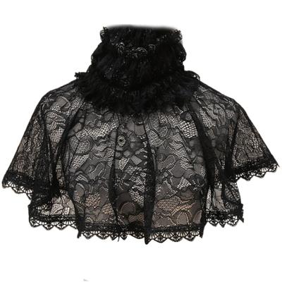 Gothic Ruffled Collar Capelet Cosplay Pullover Victorian Collar Lapel Medieval Cosplay Victorian Ruffled Lace Collar