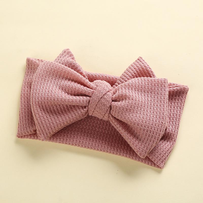 European & American Handmade Baby Hair Accessory: Large Bow Double Layer Waffle Texture Headband for Kids