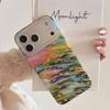 Colorful Rainbow Brushstroke Star Glitter Phone Case For iPhone 15 16 17 Pro Max INS Artistic Y2K Style Large Window Shockproof