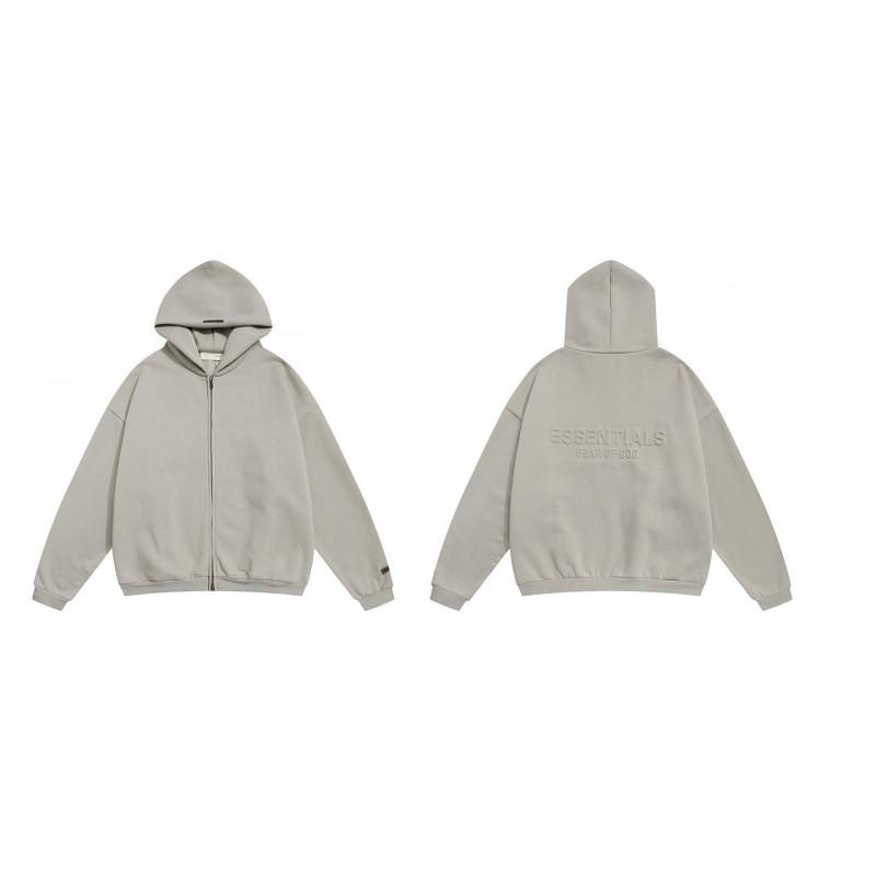 Essentials Hooded Zip-Up Sweatshirt Men Women Oversized Cotton Blend Fleece Lined Pullover Streetwear Style