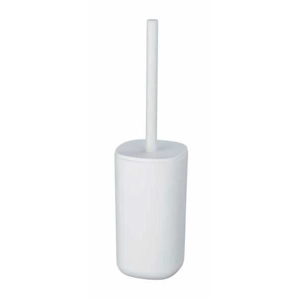 WENKO WC kartáč Davos, uzavřený design, Černý WC kartáč, Plast bez BPA, Ø 9,5x35 cm, Matná bílá