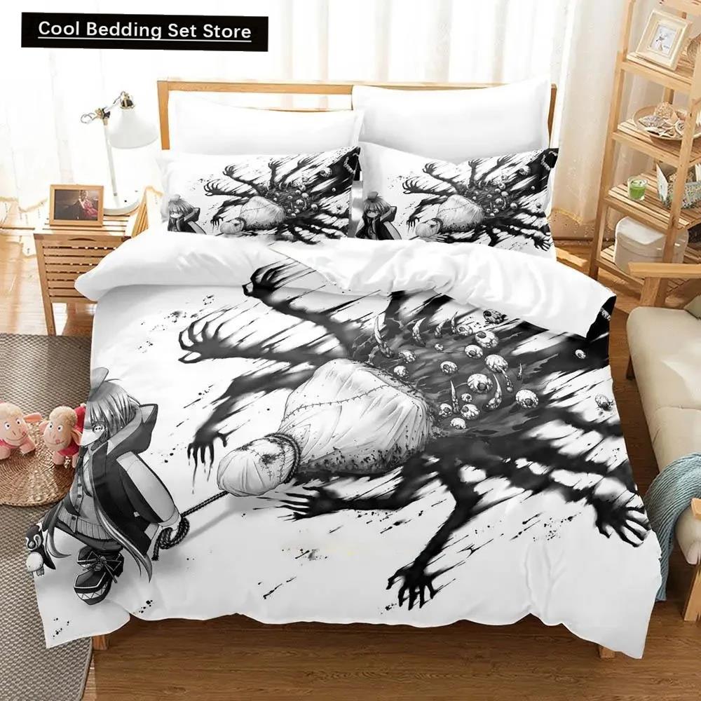 Conjunto de Cama Anime 3D Dark Gathering Capa de Edredom Conjunto de Cama Capa de Colcha Fronha Edredom Tamanho King Queen Meninos Adultos Conjunto de Cama