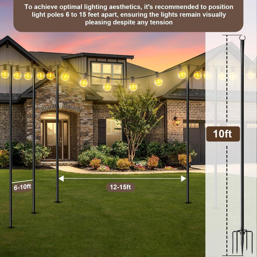 Outdoor Wrought Iron Shepherd's Hook for Garden, Courtyard, or Balcony Lighting