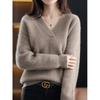 V-neck Long Sleeve Loose Knit Sweater V Neck Long Sleeves Pure Color Loose Knitwear